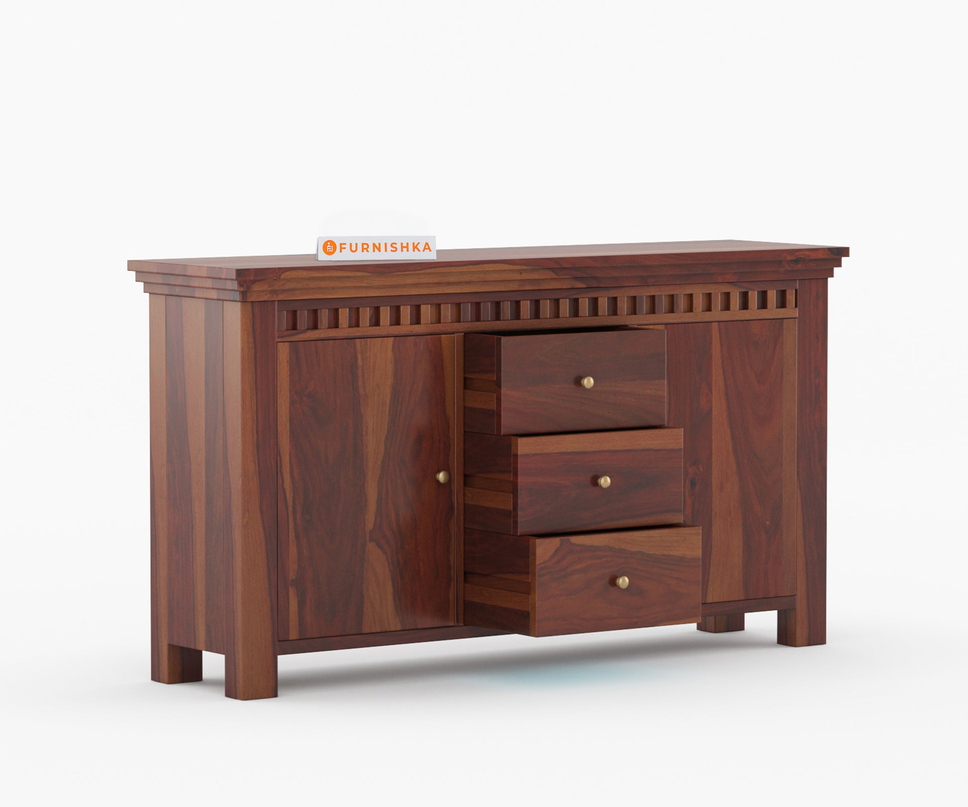 Cleophee Sheesham Wood Two Door Chest of Drawer - Furnishka 
