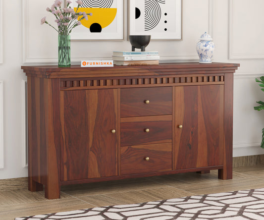 Cleophee Sheesham Wood Two Door Chest of Drawer - Furnishka 