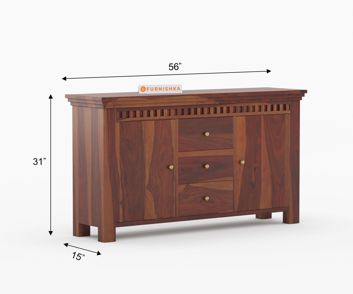 Cleophee Sheesham Wood Two Door Chest of Drawer - Furnishka 