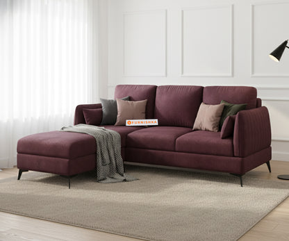 Corbida 2 Seater L Shape Sofa LHS Red Wine - Furnishka 