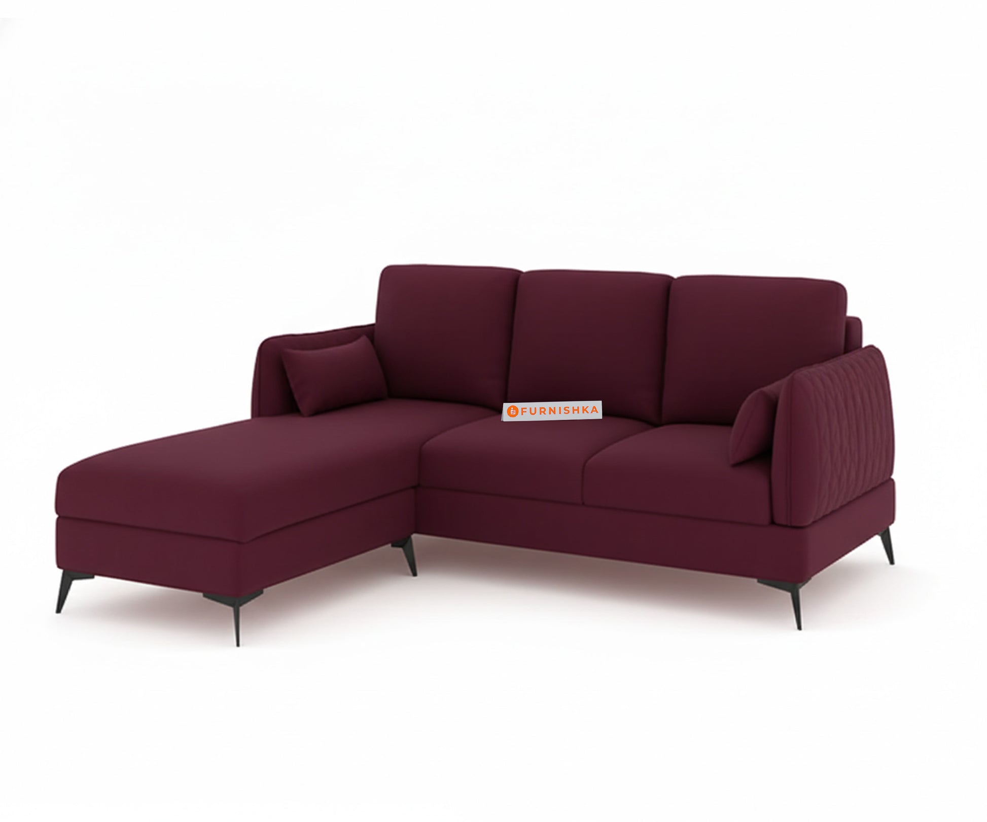 Corbida 2 Seater L Shape Sofa LHS Red Wine - Furnishka 