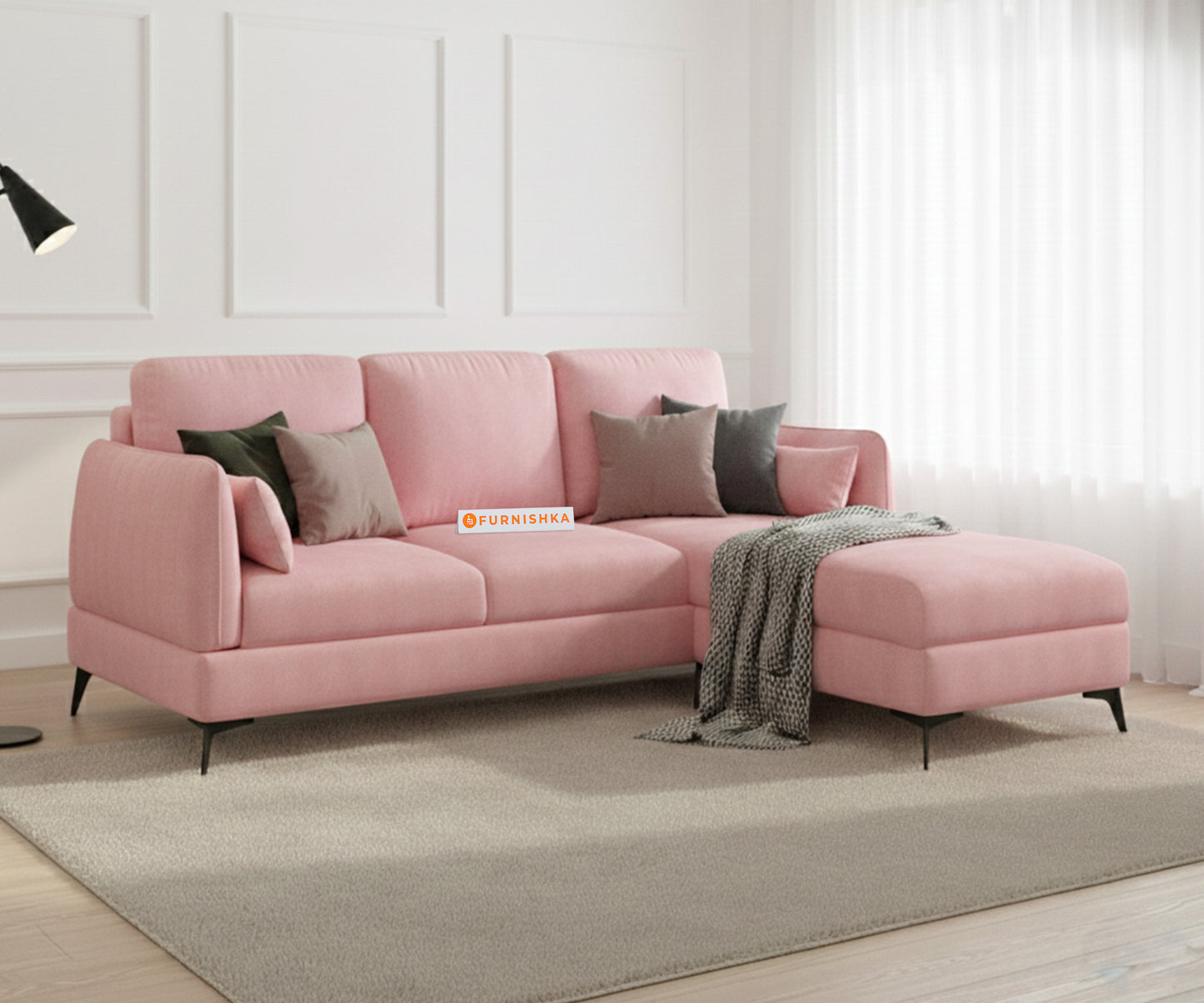 Corbida 2 Seater L Shape Sofa RHS - Flamingo Pink - Furnishka 