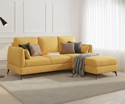 Corbida 2 Seater L Shape Sofa RHS - Mustard Yellow - Furnishka 