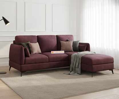 Corbida 2 Seater L Shape Sofa RHS - Red Wine - Furnishka 