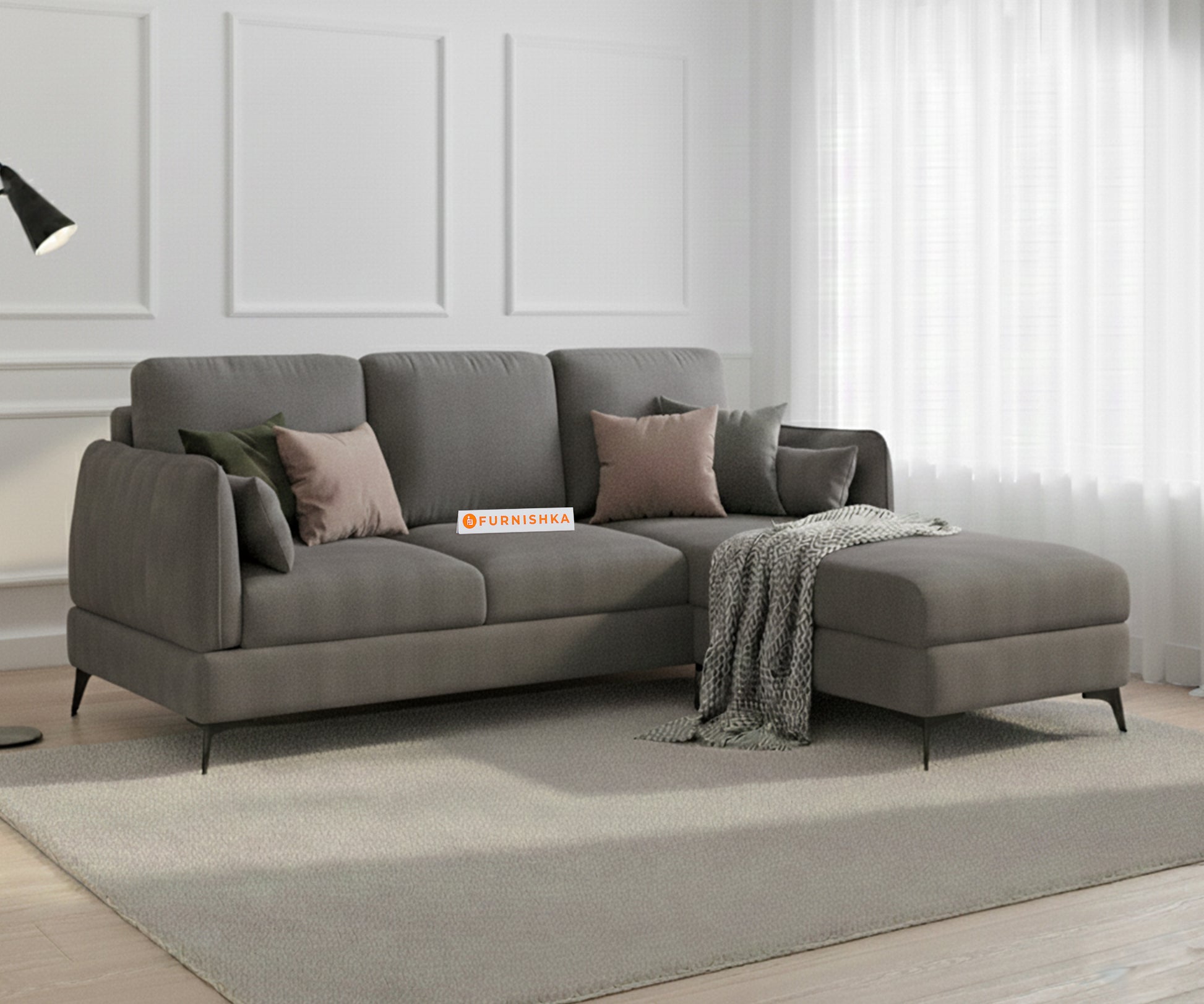 Corbida 2 Seater L Shape Sofa RHS - Space Grey - Furnishka 