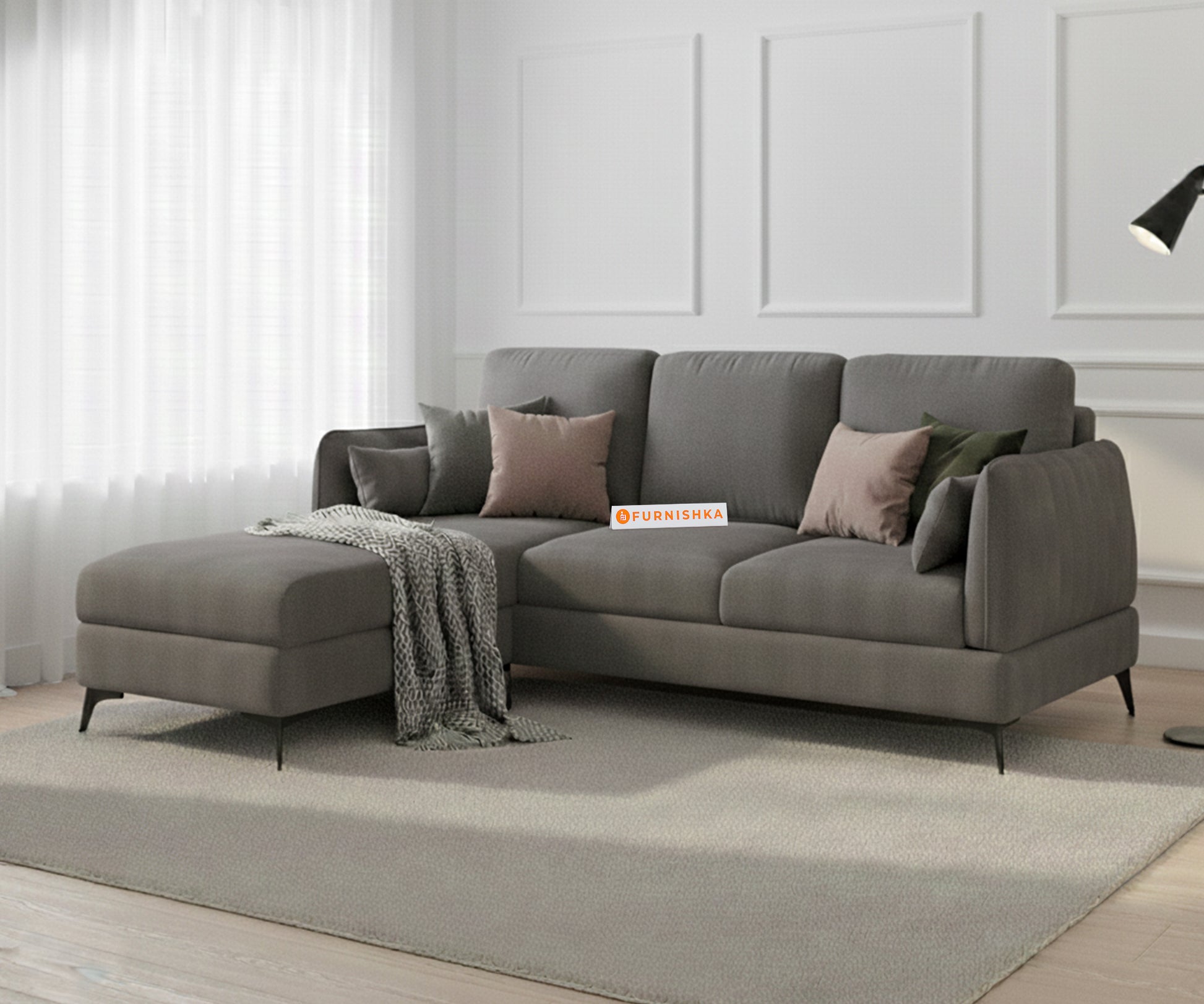Corbida 2 Seater Sectional Sofa LHS Trout Grey - Furnishka