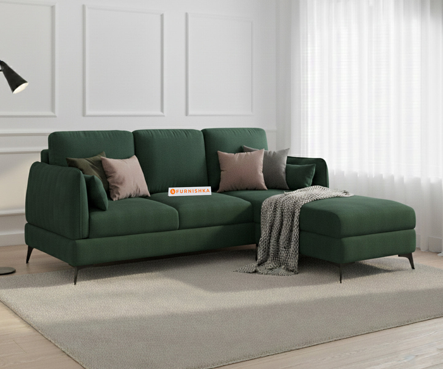 Corbida 2 Seater Sectional Sofa RHS - Pine Green - Furnishka