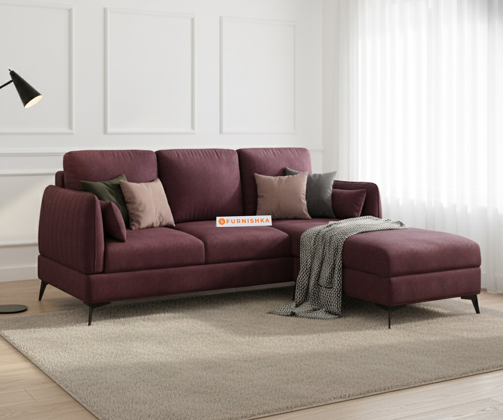 Corbida 2 Seater Sectional Sofa RHS - Red Wine - Furnishka