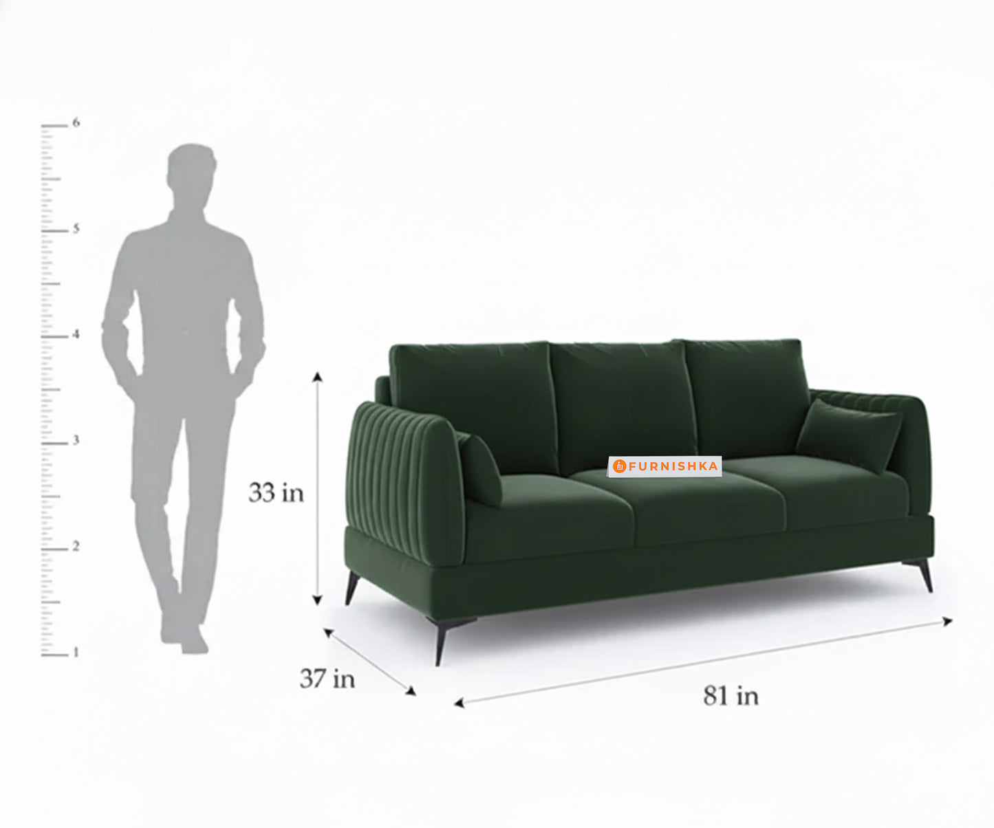 Corbida 3+1+1 Seater Sofa Set  Pine Green - Furnishka 