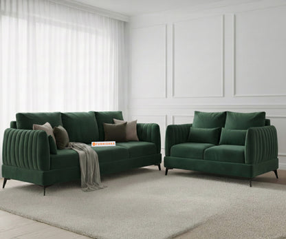 Corbida 3+2 Seater Sofa Set - Pine Green - Furnishka 