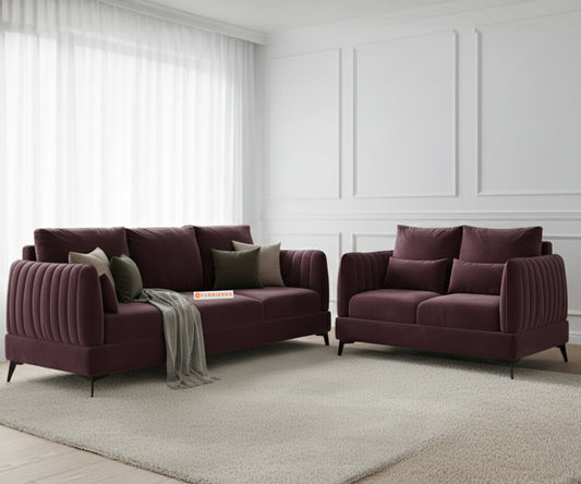 Corbida 3+2 Seater Sofa Set - Red Wine - Furnishka