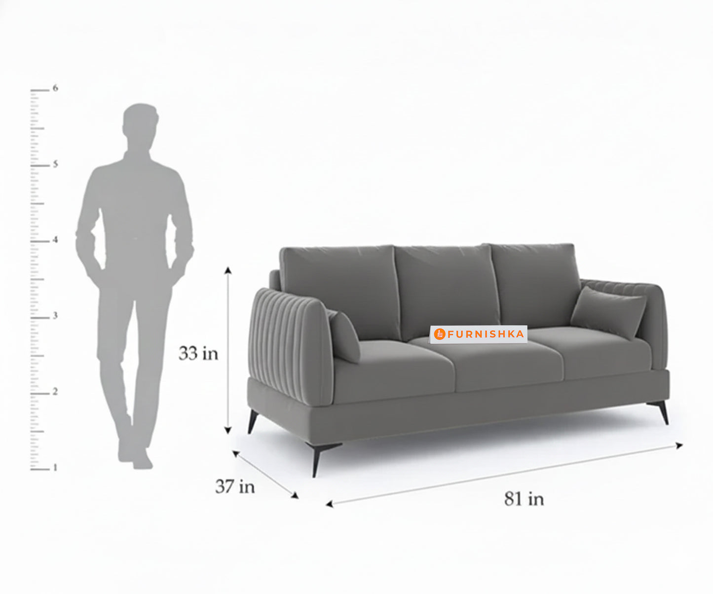 Corbida 3+2 Seater Sofa Set -Space Grey - Furnishka 