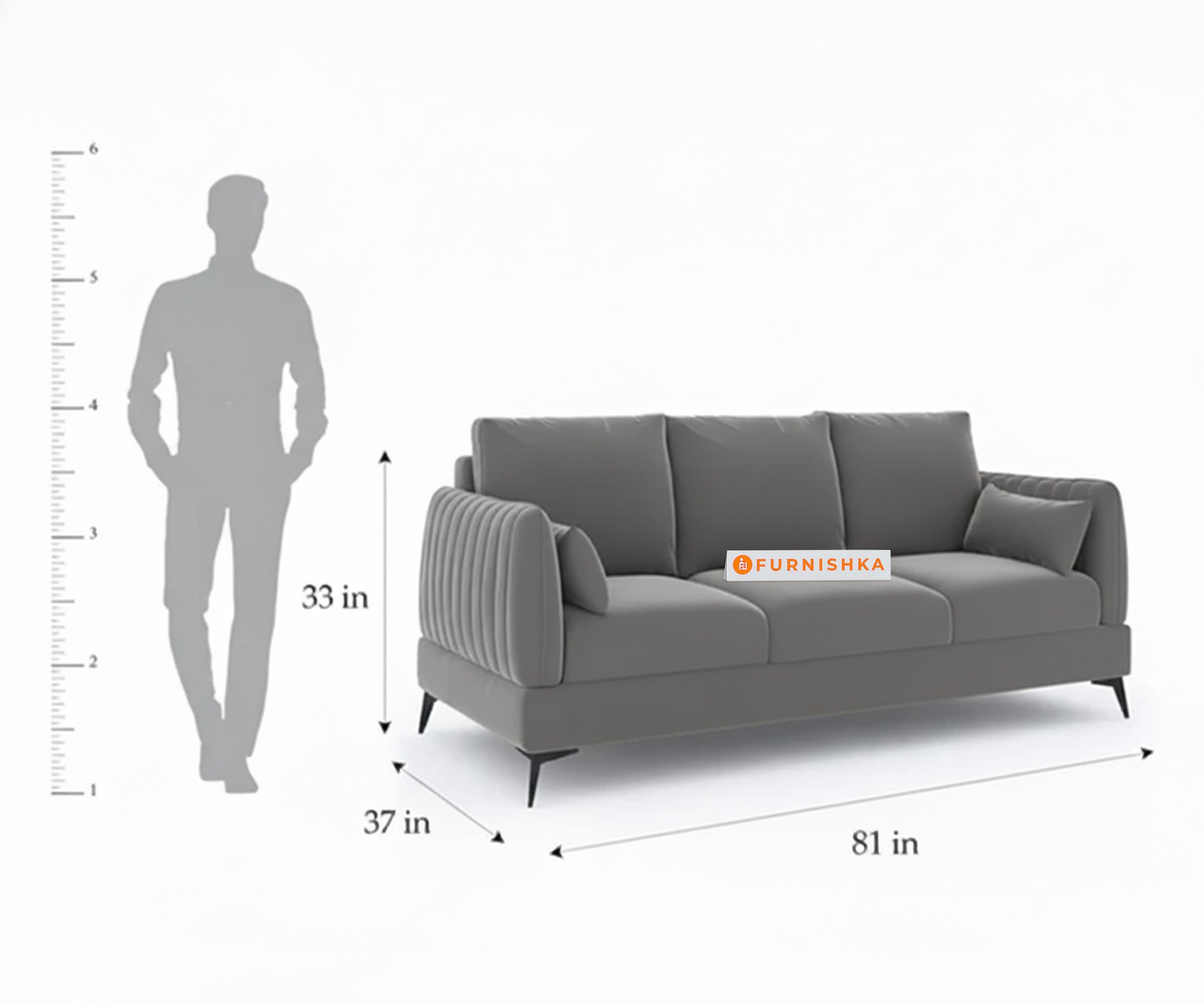 Corbida 3+2 Seater Sofa Set -Space Grey - Furnishka 