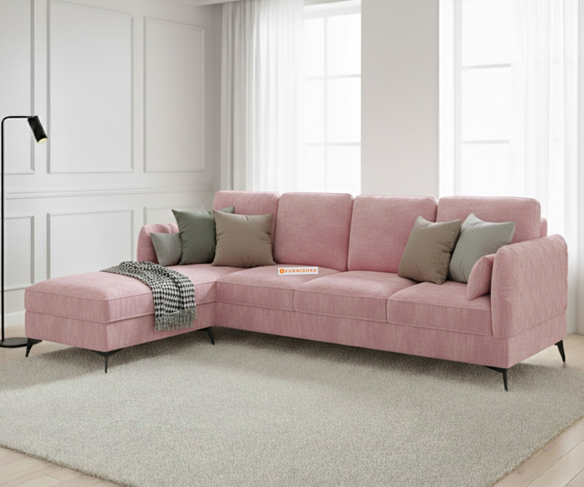 Corbida 3 Seater Sectional Sofa LHS  Flamingo Pink - Furnishka