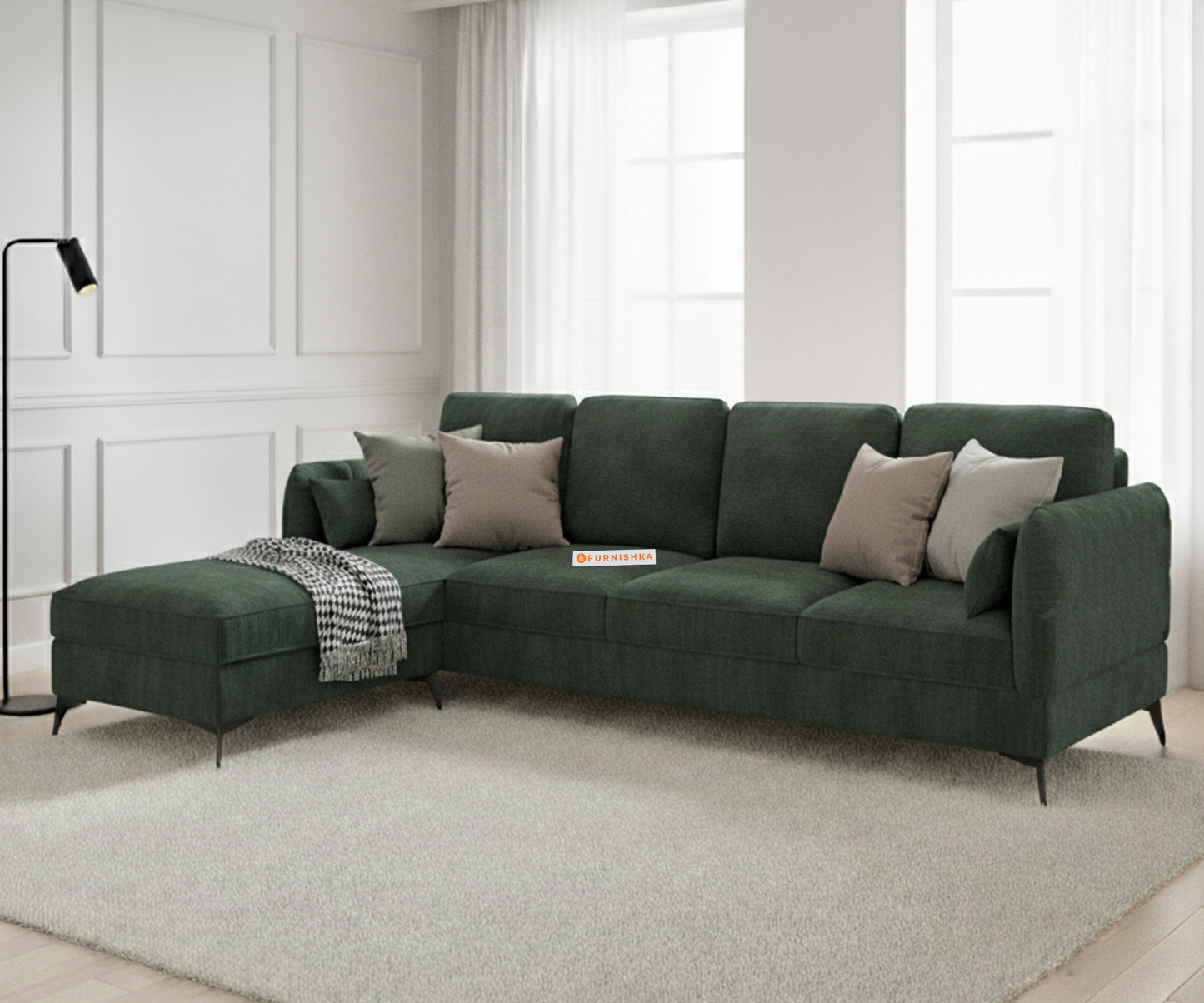Corbida 3 Seater Sectional Sofa LHS Pine Green - Furnishka