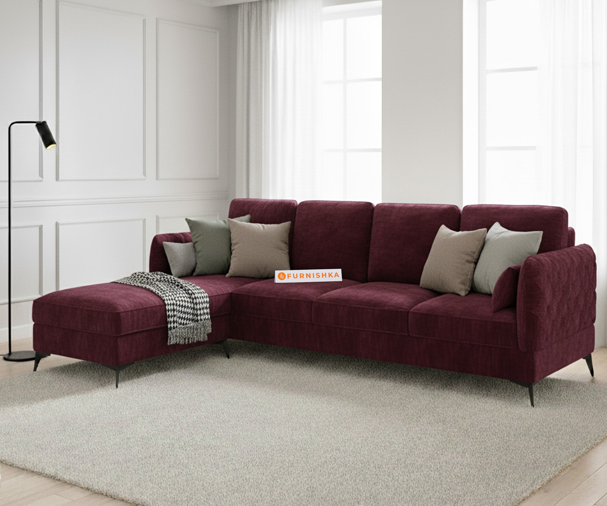 Corbida 3 Seater Sectional Sofa LHS Red Wine - Furnishka