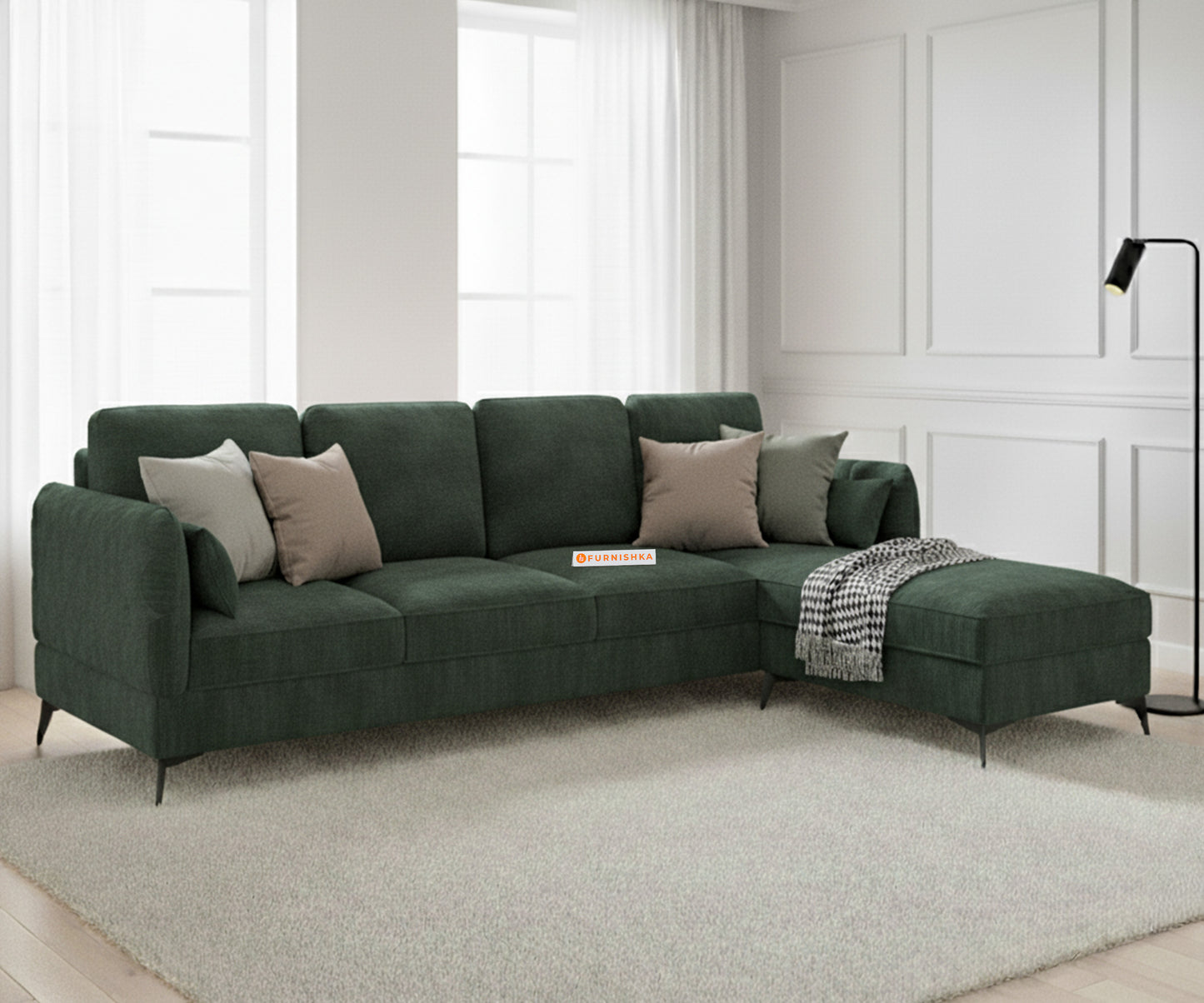 Corbida 3 Seater Sectional Sofa RHS Pine green - Furnishka