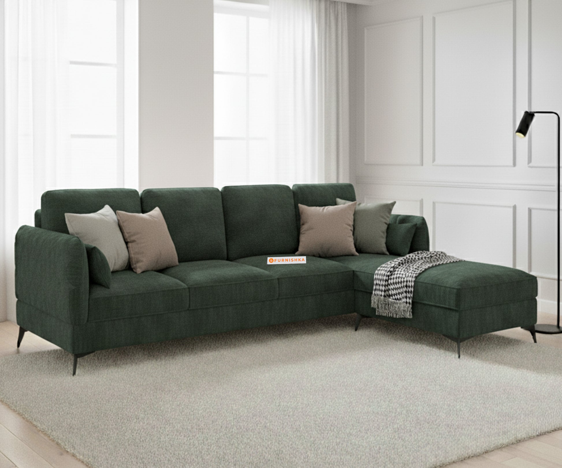 Corbida 3 Seater Sectional Sofa RHS Pine green - Furnishka