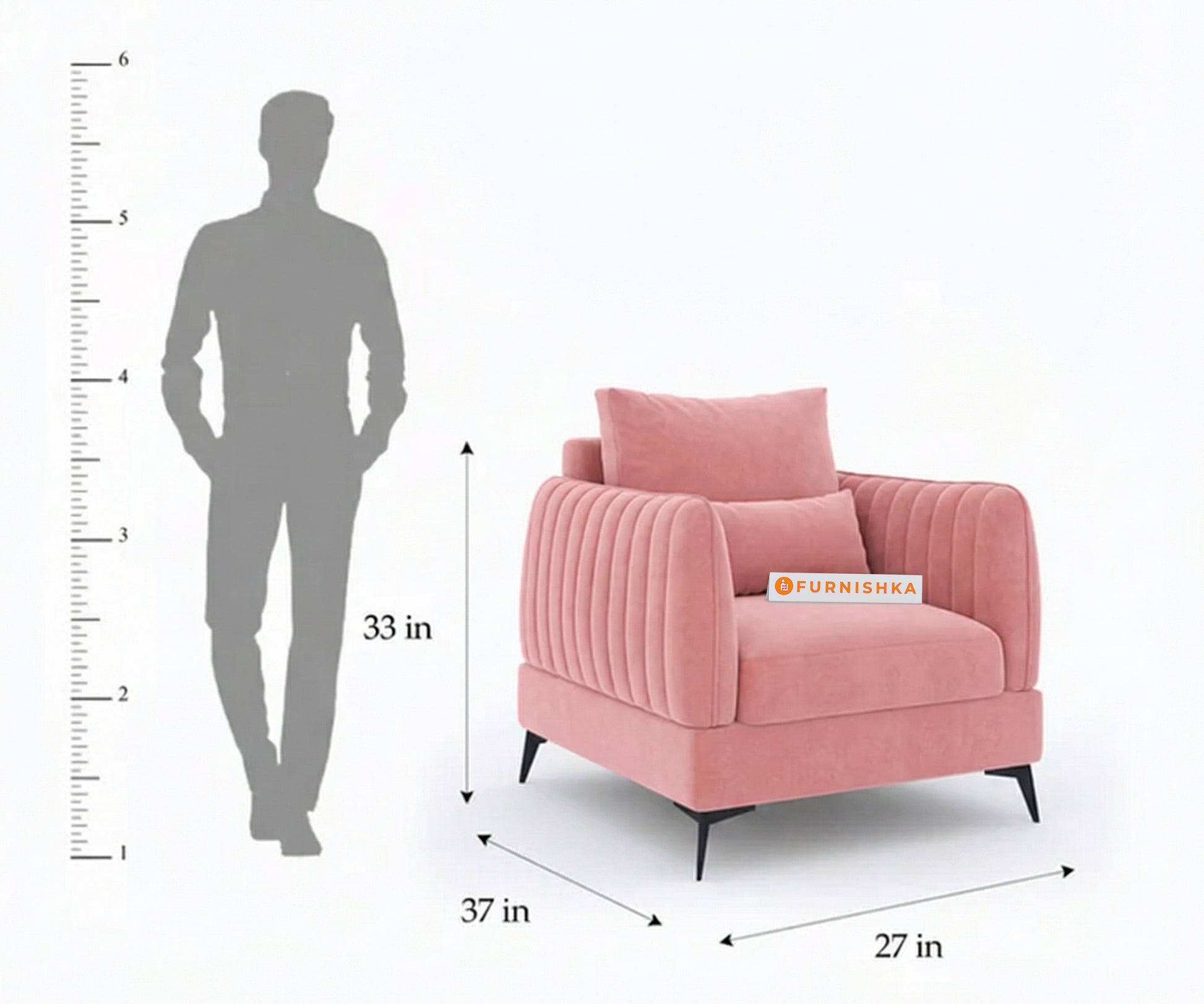 Corbida Sofa 1 Seater Flamingo Pink - Furnishka 