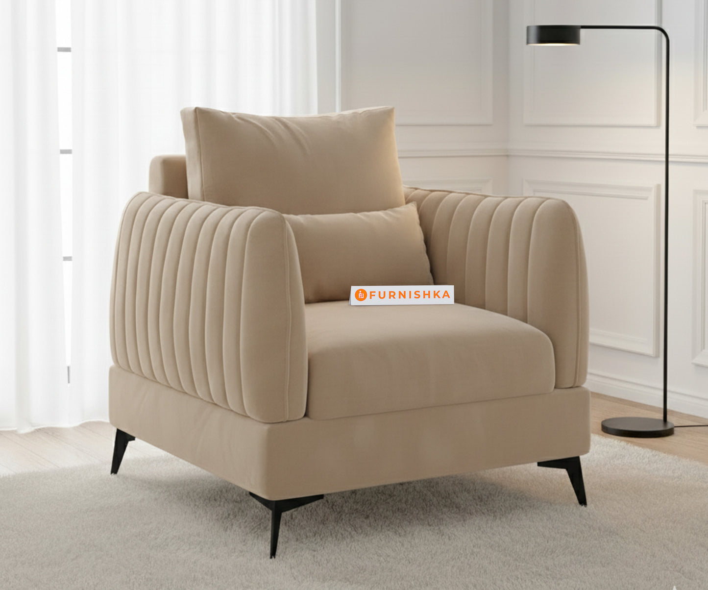 Corbida Sofa 1 Seater Light Beige - Furnishka 