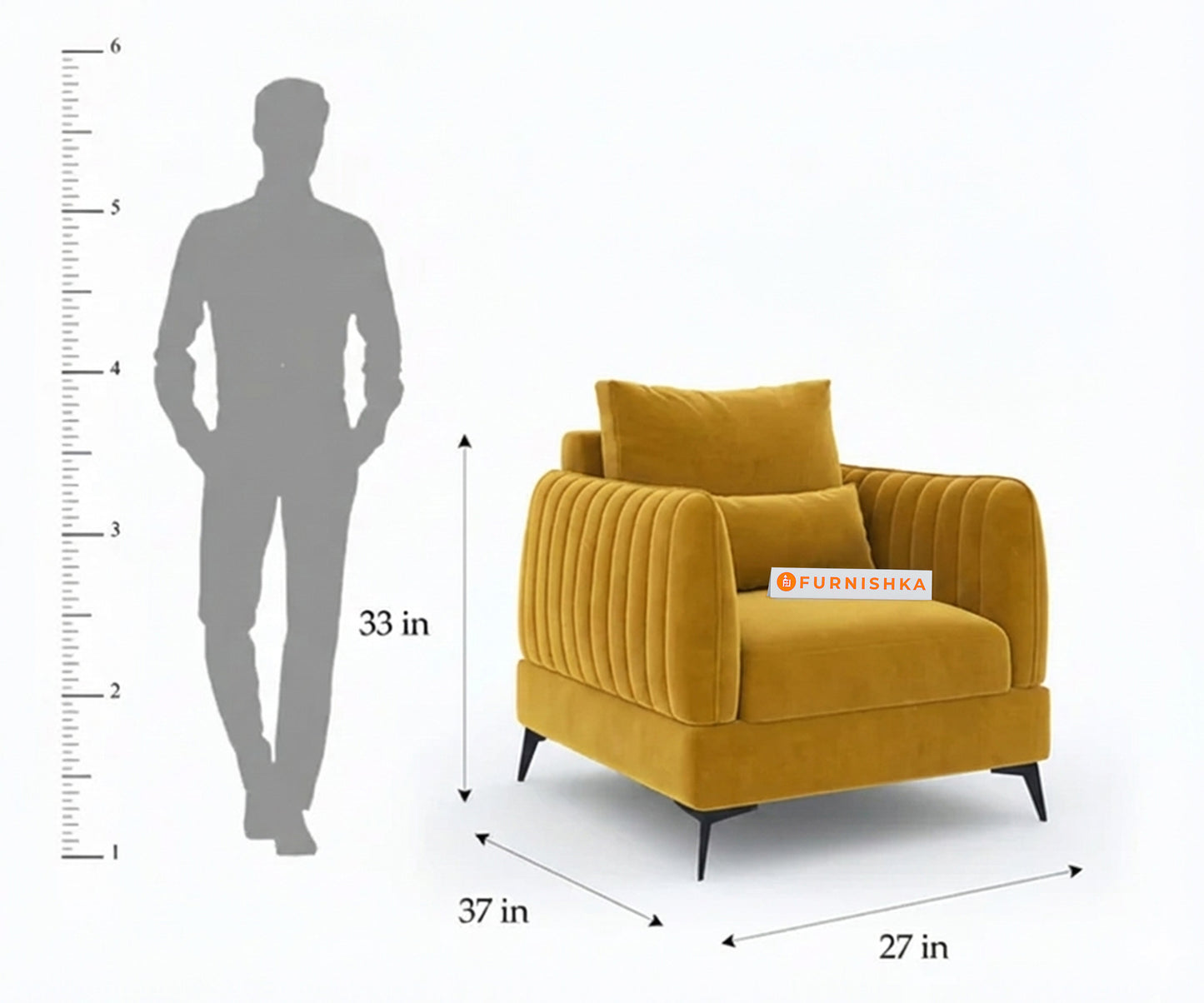 Corbida Sofa 1 Seater Mustard Yellow - Furnishka 