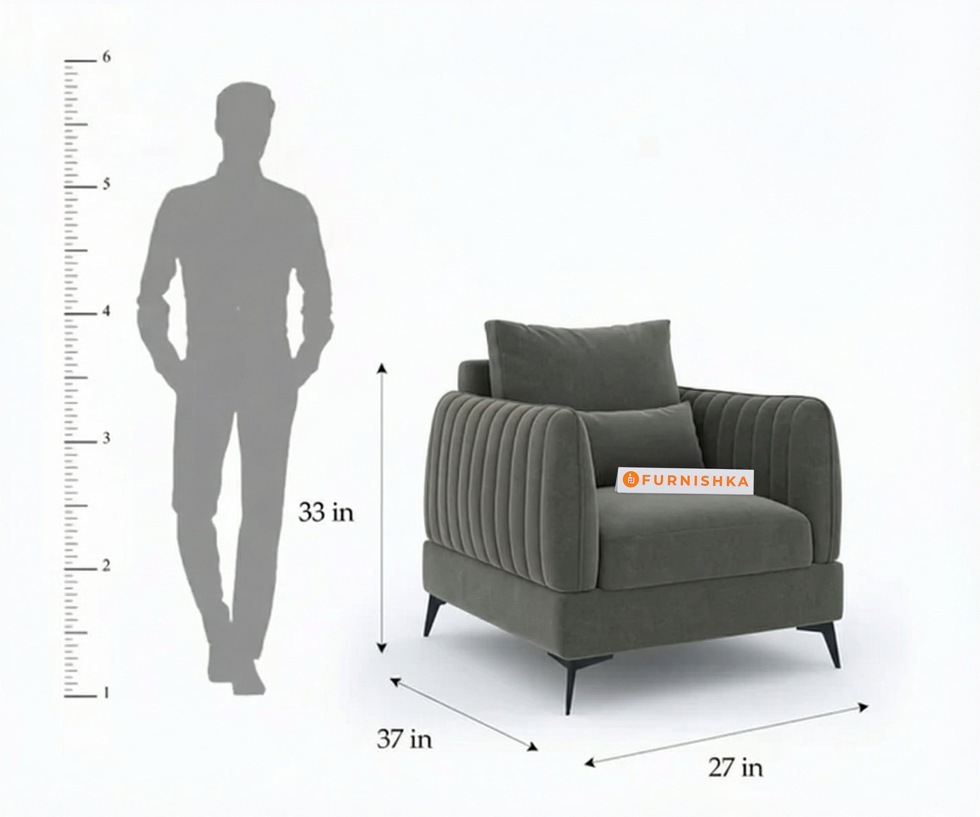 Corbida Sofa 1 Seater Space Grey - Furnishka 