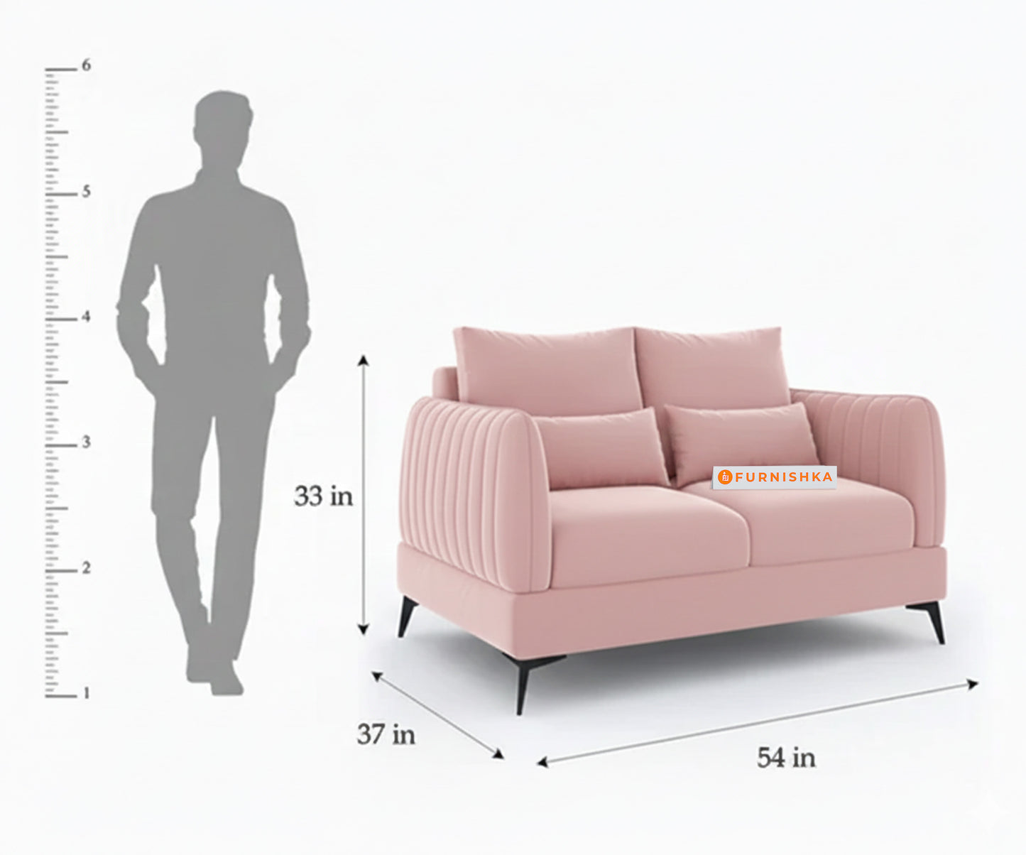 Corbida Sofa 2 Seater Flamingo Pink - Furnishka 