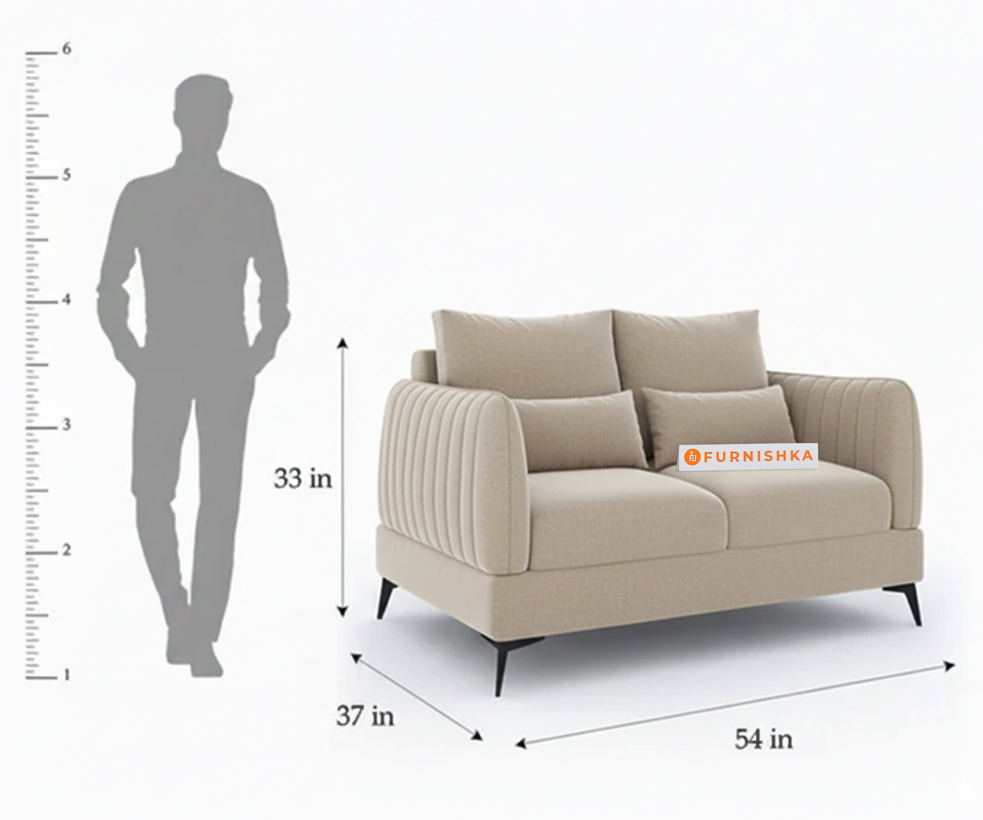 Corbida Sofa 2 Seater Light Beige - Furnishka 