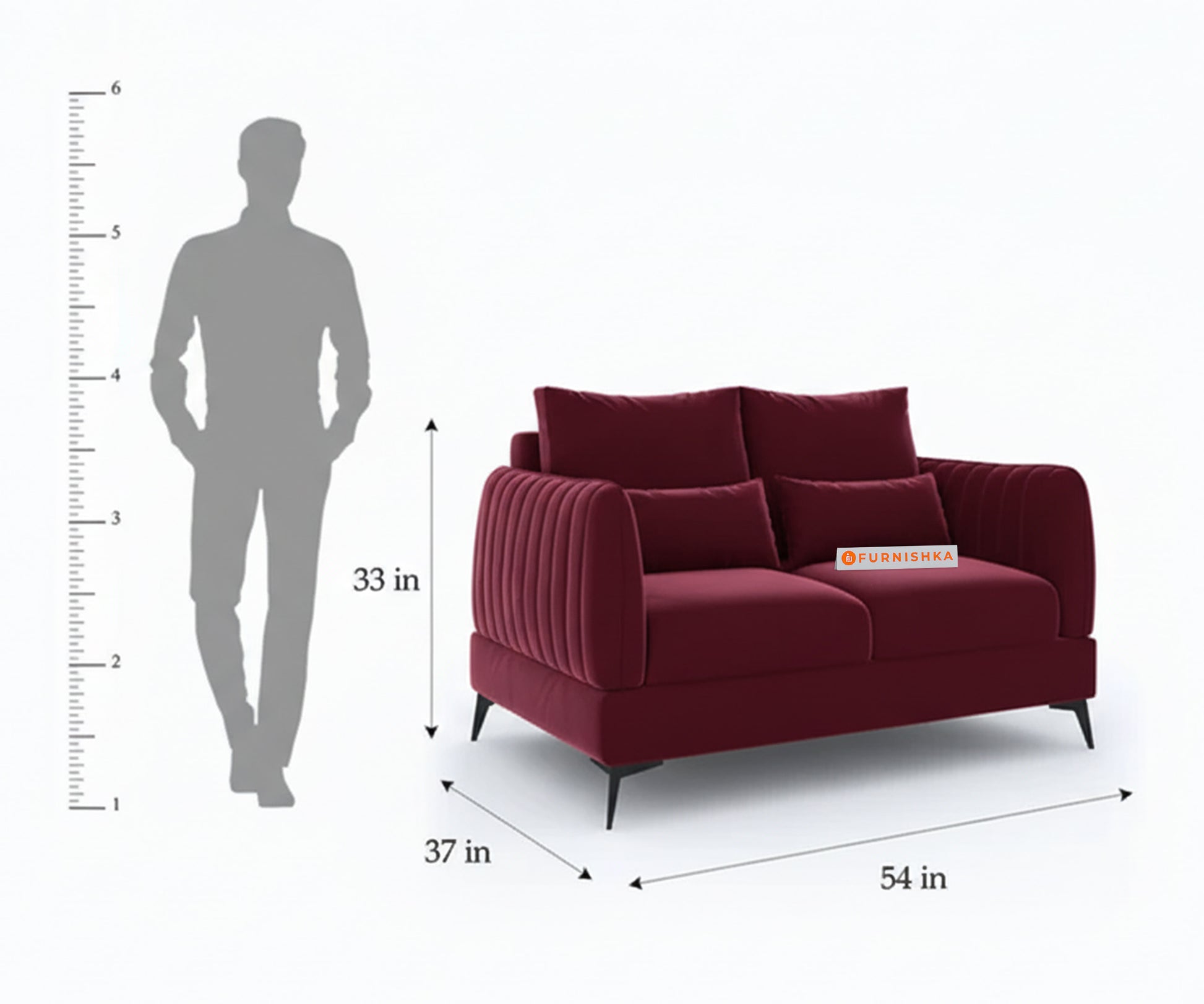 Corbida Sofa 2 Seater Red Wine - Furnishka 