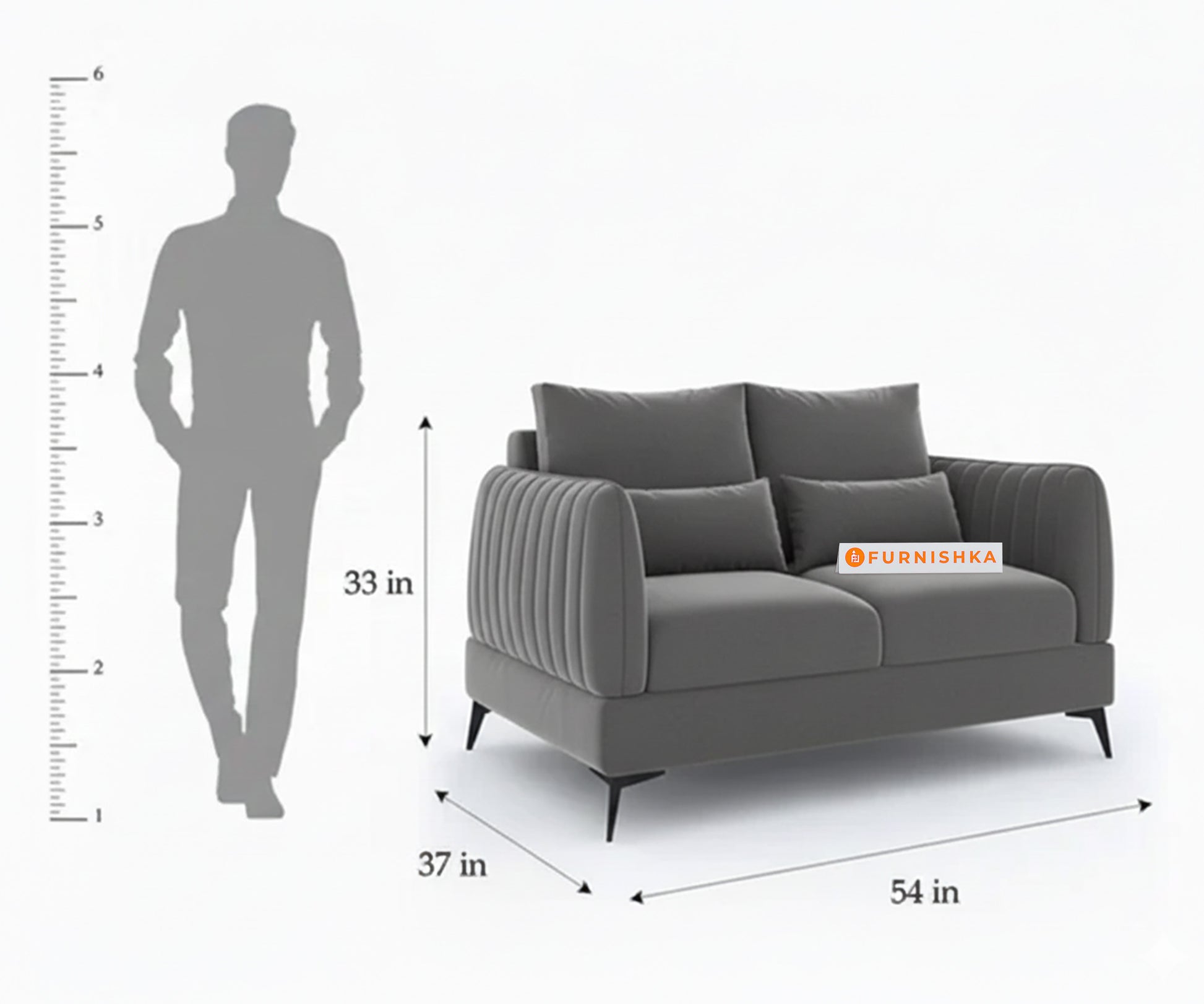 Corbida Sofa 2 Seater Space Grey - Furnishka 