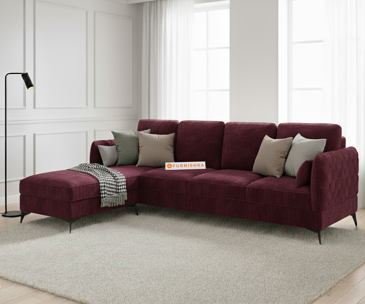 Corbida Sofa 3+L LHS Red Wine - Furnishka 