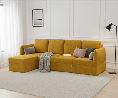 Corbida Sofa 3+L LHS Sofa cum Bed -Mustard yellow