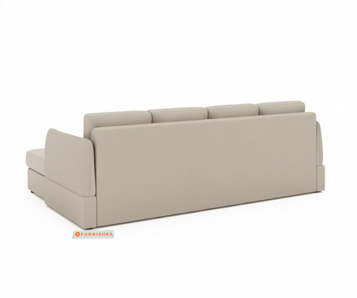 Corbida Sofa 3+L LHS Sofa cum Bed  - Pull out Type Light Beige - Furnishka
