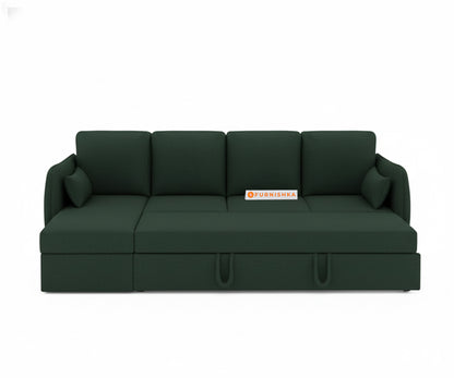Corbida Sofa 3+L LHS Sofa cum Bed  - Pull out Type Pine Green - Furnishka