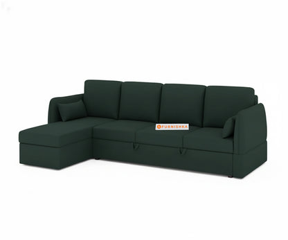 Corbida Sofa 3+L LHS Sofa cum Bed  - Pull out Type Pine Green - Furnishka