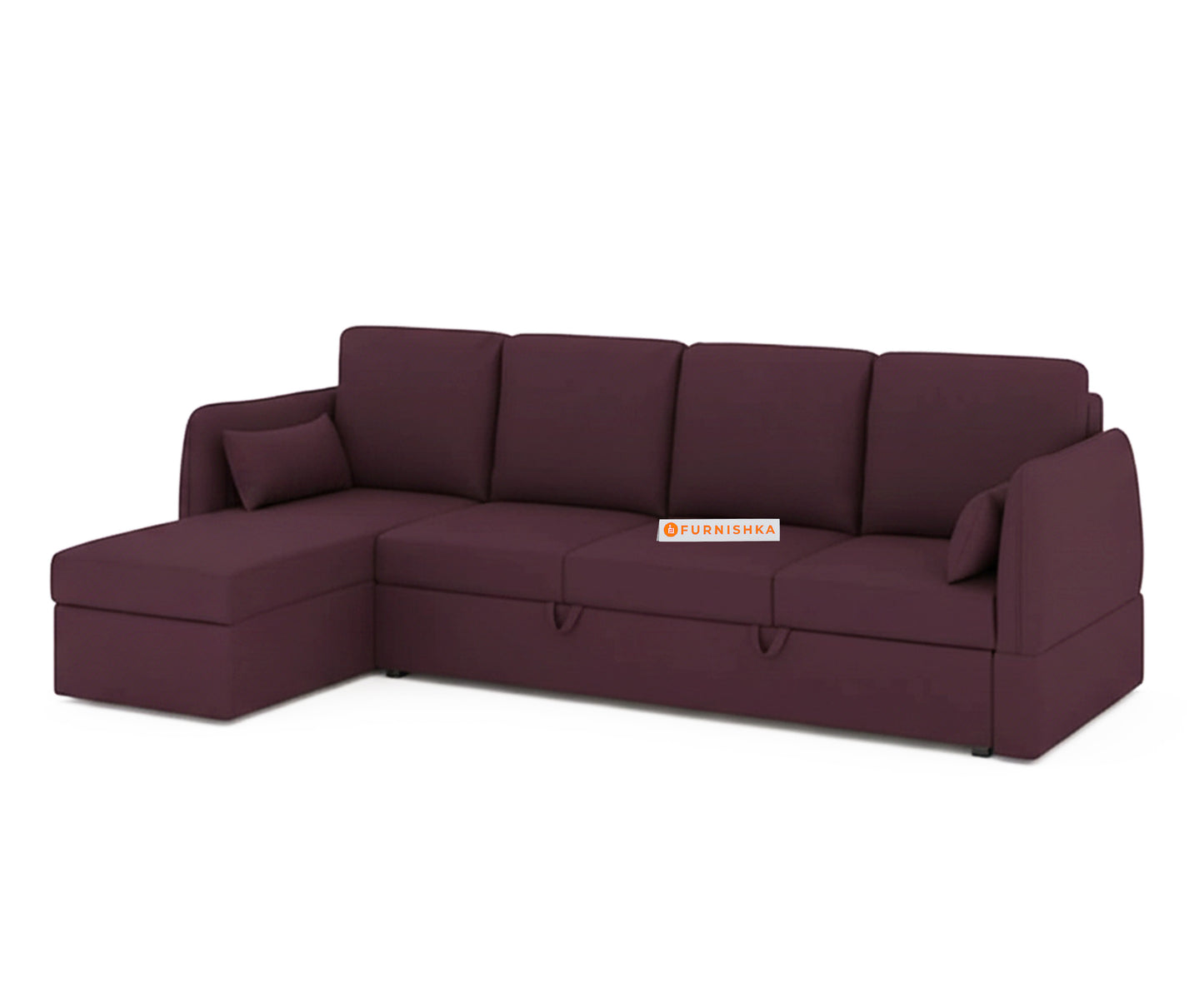 Corbida Sofa 3+L LHS Sofa cum Bed  - Pull out Type Red Wine - Furnishka 