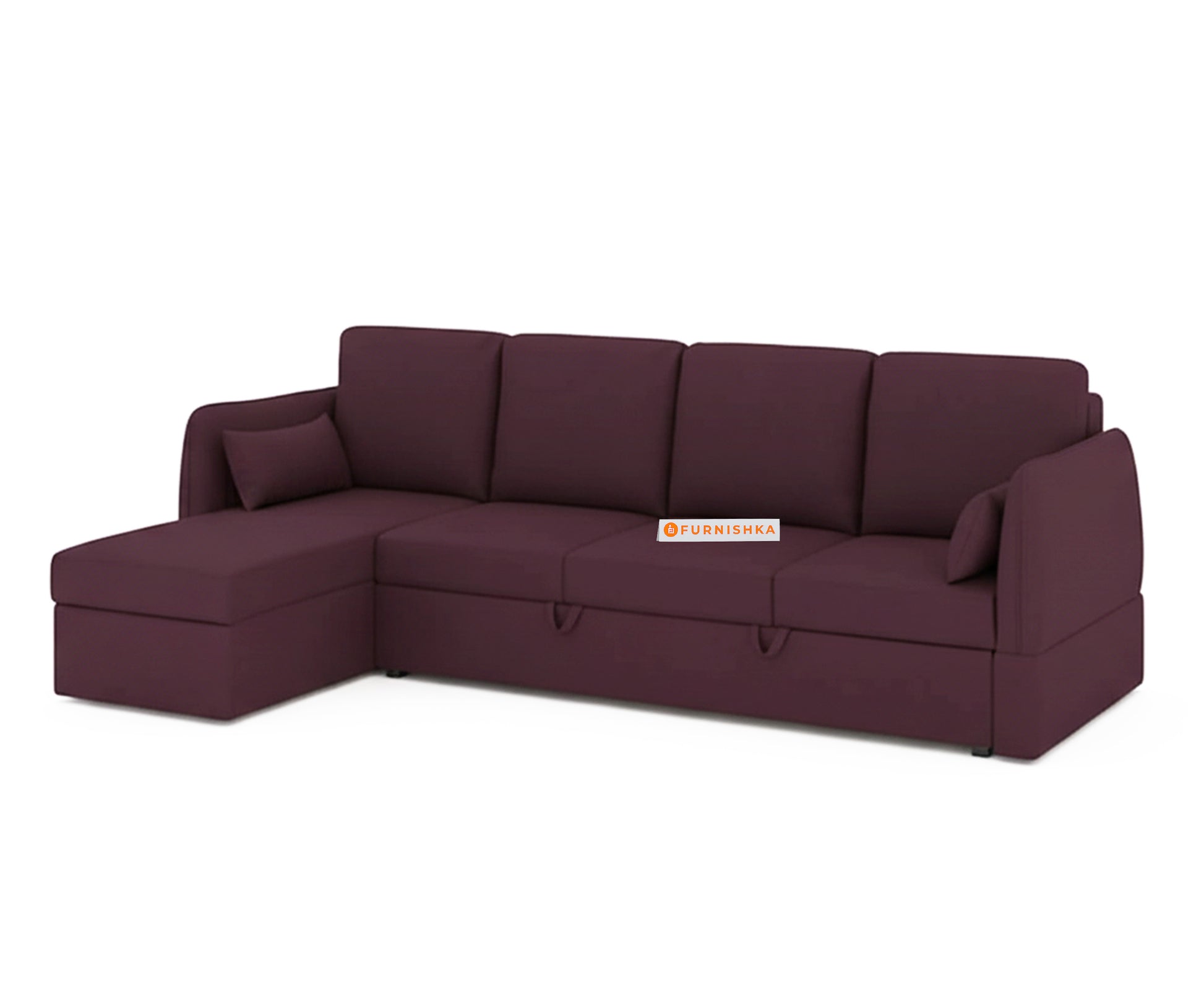 Corbida Sofa 3+L LHS Sofa cum Bed  - Pull out Type Red Wine - Furnishka 