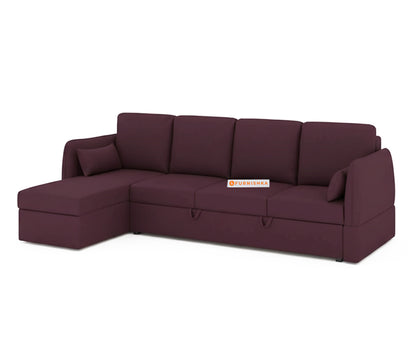 Corbida Sofa 3+L LHS Sofa cum Bed  - Pull out Type Red Wine - Furnishka 