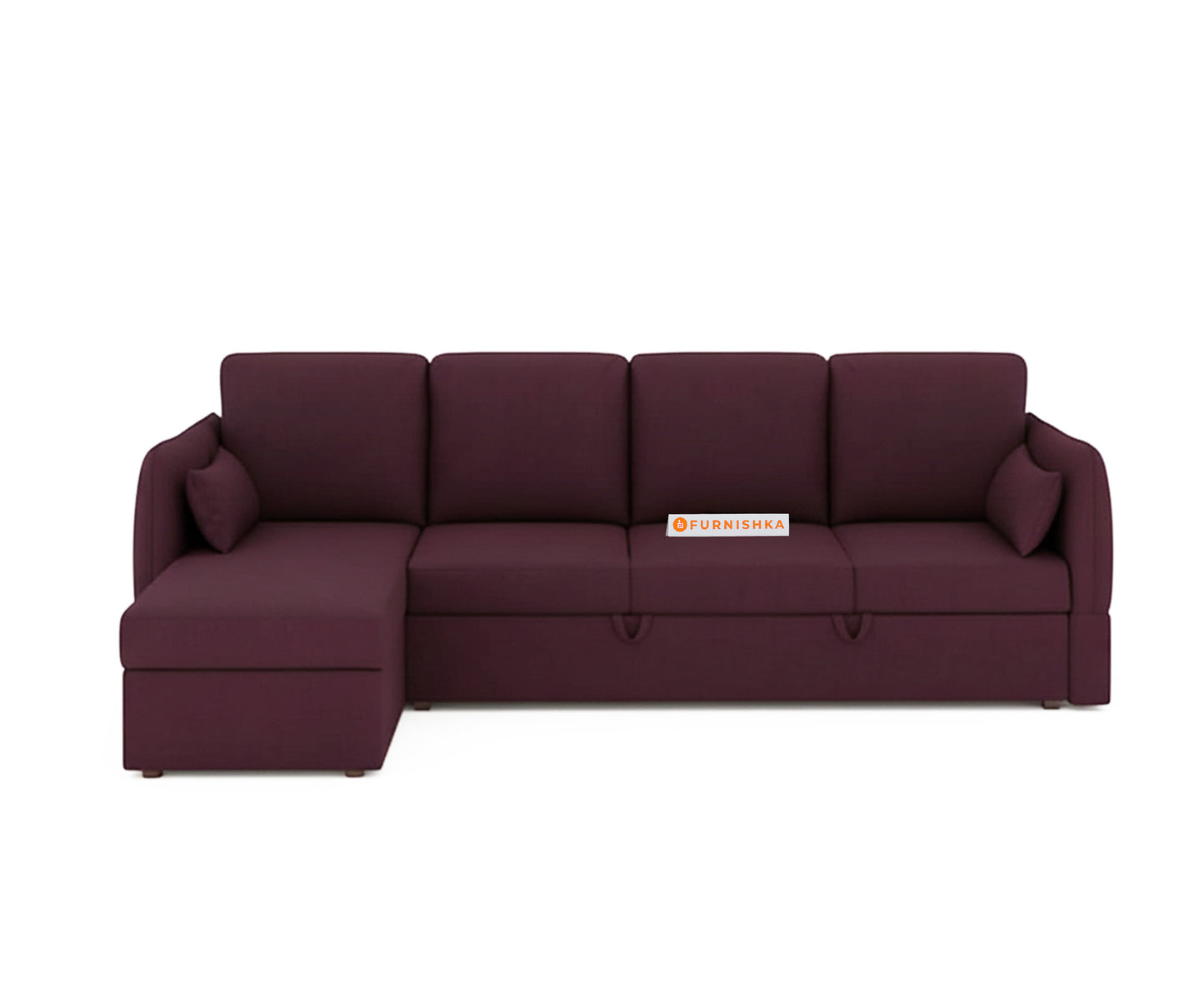 Corbida Sofa 3+L LHS Sofa cum Bed  - Pull out Type Red Wine - Furnishka 