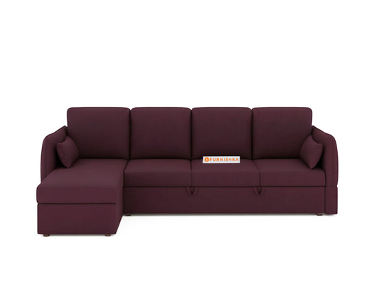Corbida Sofa 3+L LHS Sofa cum Bed  - Pull out Type Red Wine - Furnishka 