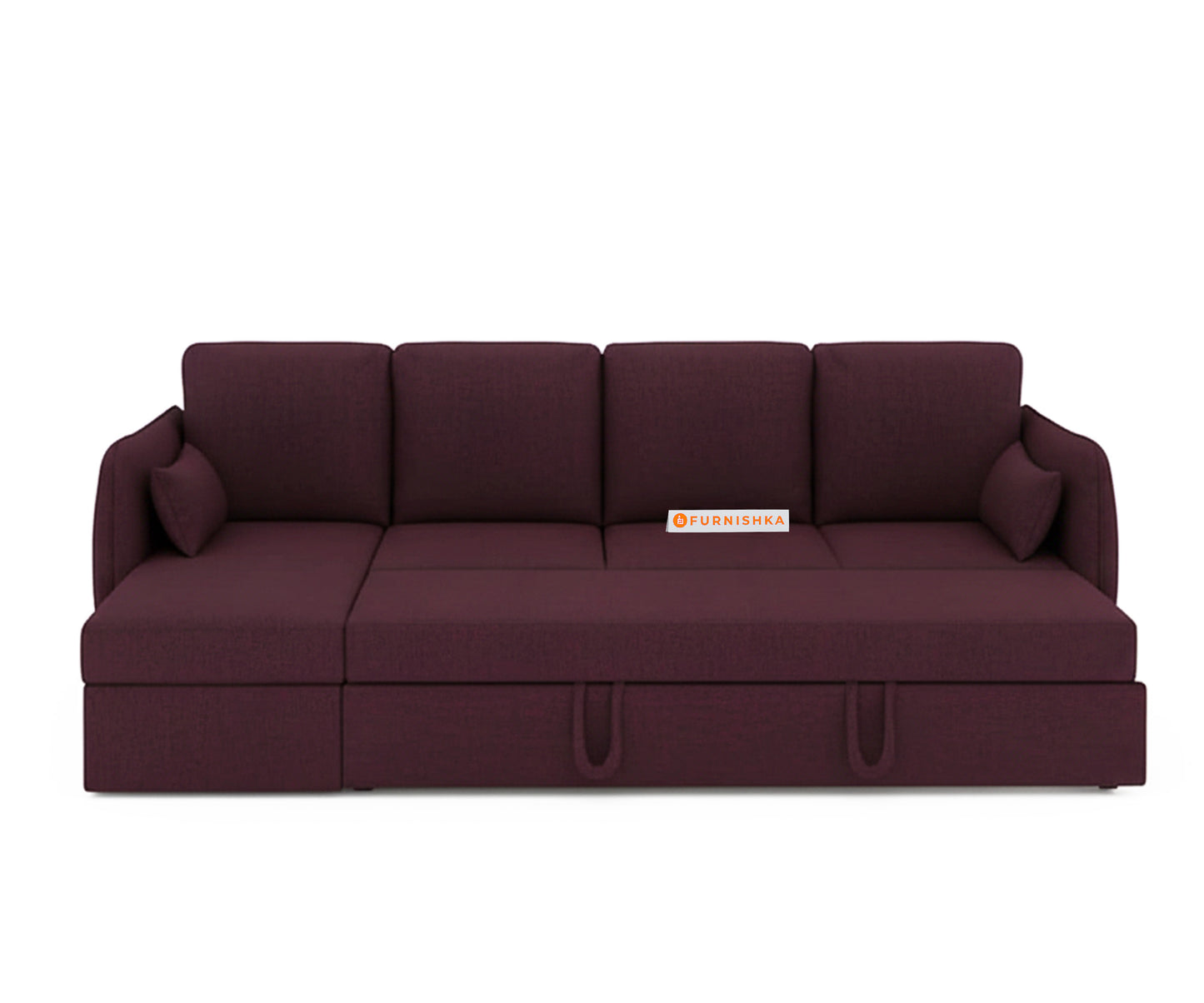 Corbida Sofa 3+L LHS Sofa cum Bed  - Pull out Type Red Wine - Furnishka 
