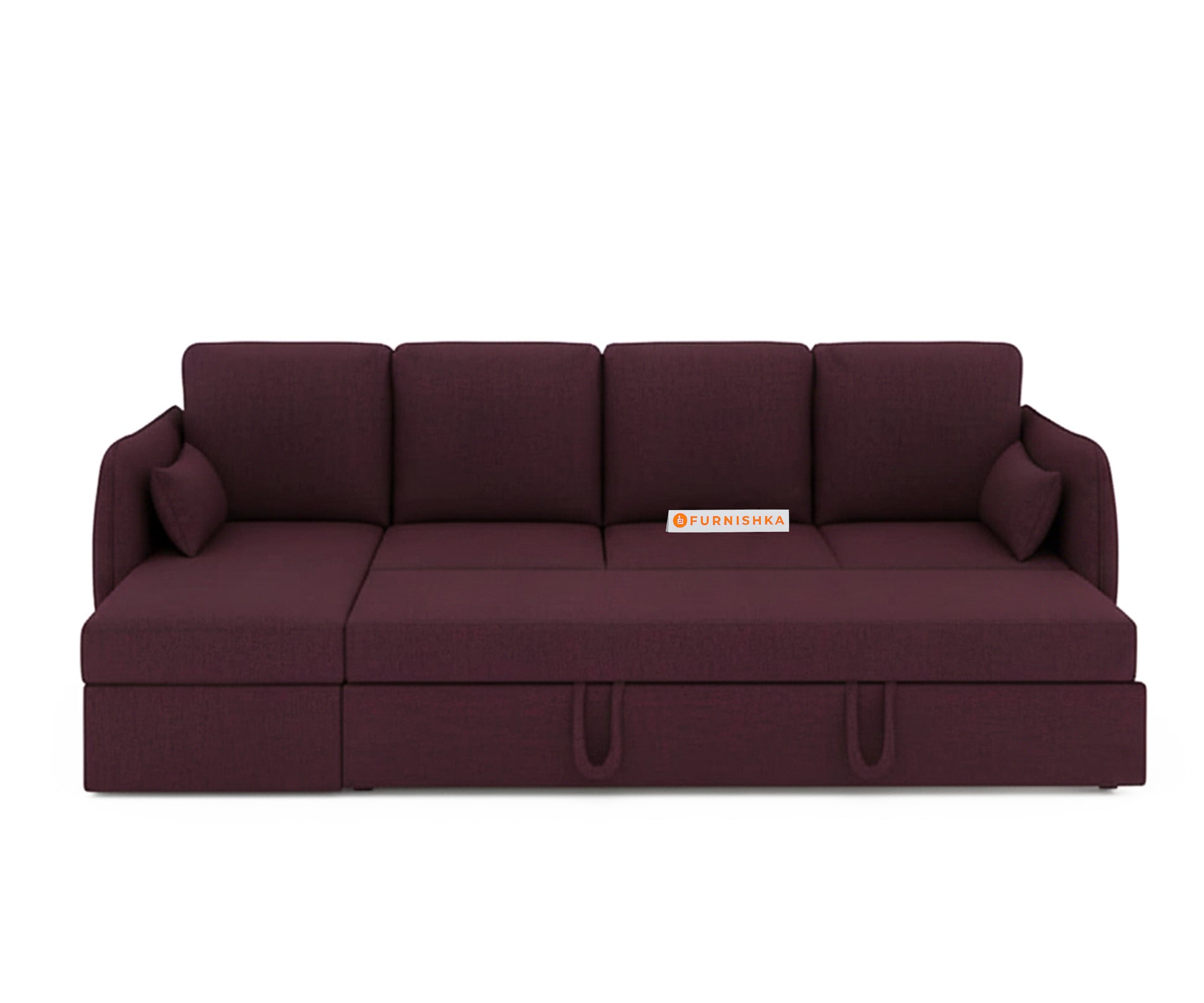 Corbida Sofa 3+L LHS Sofa cum Bed  - Pull out Type Red Wine - Furnishka 