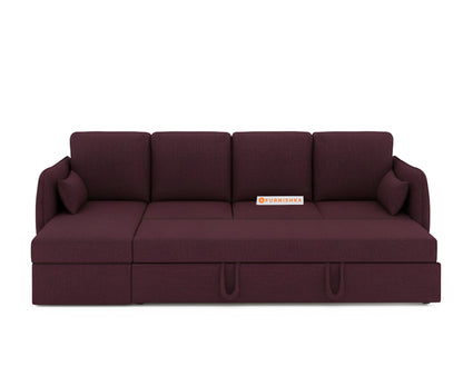 Corbida Sofa 3+L LHS Sofa cum Bed  - Pull out Type Red Wine - Furnishka 
