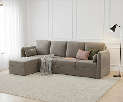 Corbida Sofa 3+L LHS Sofa cum Bed  - Pull out Type Space Grey
