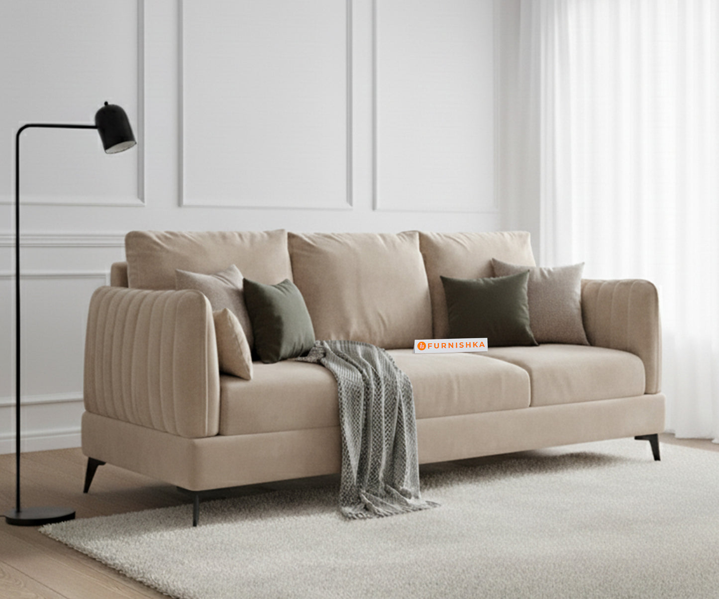 Corbida Sofa 3 Seater Light Beige - Furnishka 