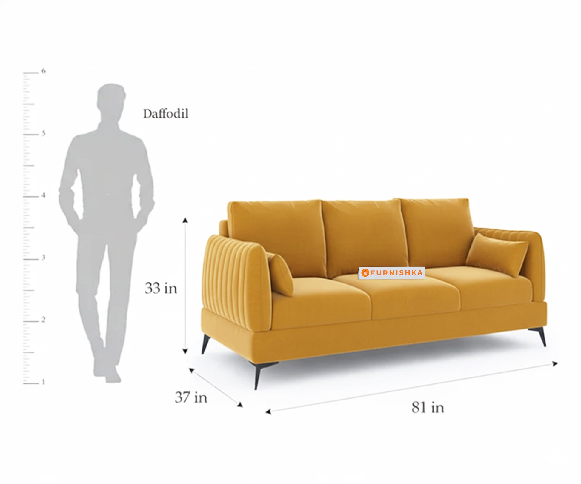 Corbida Sofa 3 Seater Mustard Yellow - Furnishka 