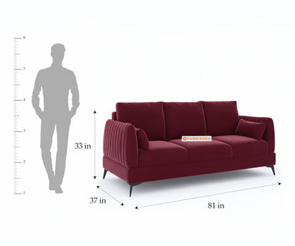 Corbida Sofa 3 Seater Red Wine - Furnishka 