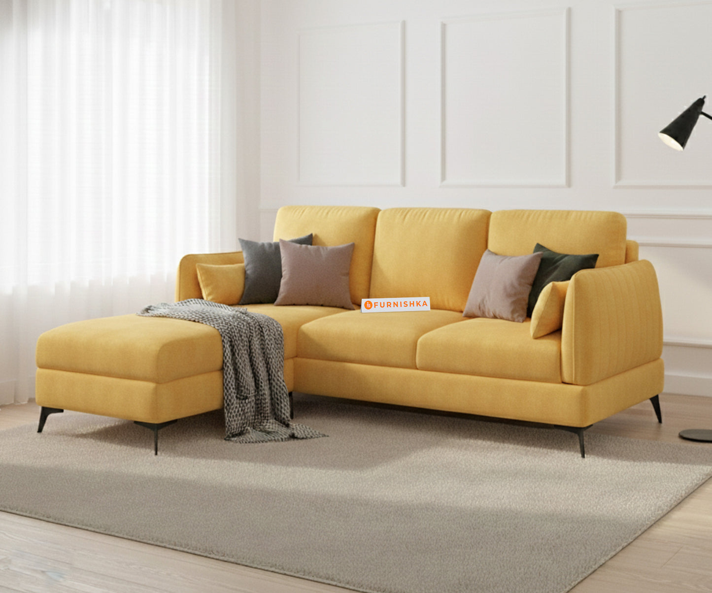 Corbida 2 Seater L Shape Sofa LHS Mustard Yellow