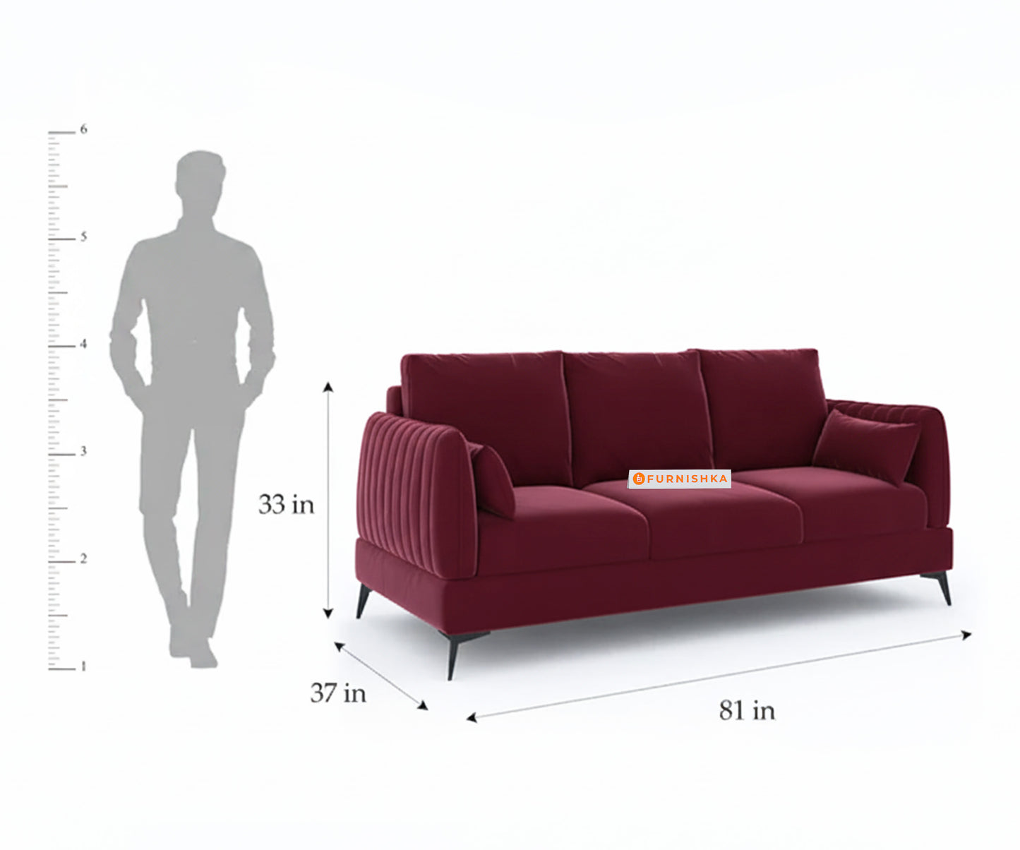 Corbida Sofa 3 Seater Red Wine