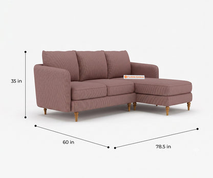 Flora 2 Seater Sectional Sofa RHS - Silver Grey